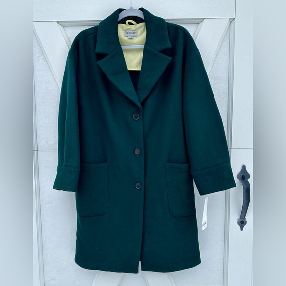 Bernie Bernardo Forest Green Wool Coat - Picture 1 of 2
